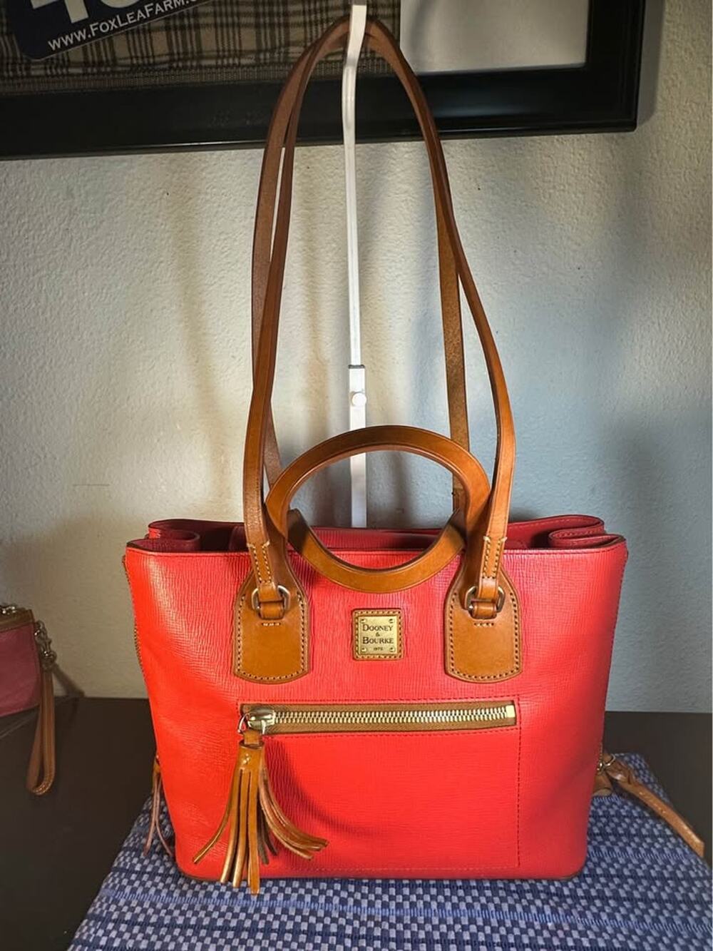 Dooney & Bourke Morgan Satchel Tote (Coral / Geranium Red)